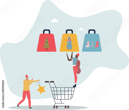 Big sale shopping, consumerism, customer enjoy buying or purchasing goods concept.
