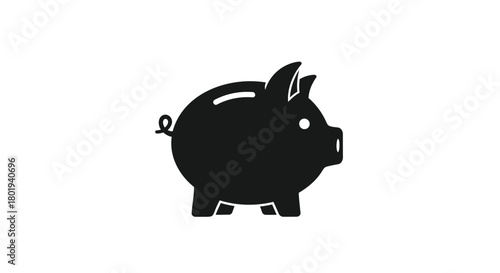 Simple black silhouette of a piggy bank icon representing savings and financial security