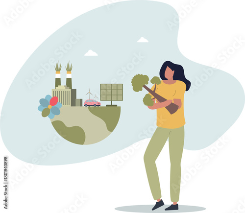 Eco friendly sustainable, help make the world a better place, climate change problem concept.life and employment of people.