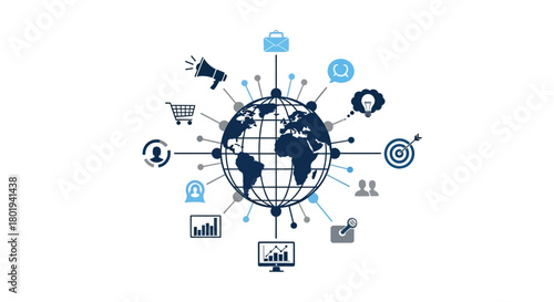 Global digital marketing network connecting businesses and consumers worldwide with various online services