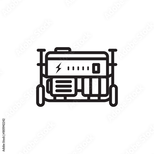 Portable generator icon symbolizing temporary power supply, backup electricity, and field power generation, representing critical construction equipment, modern site services, mobile energy solutions.