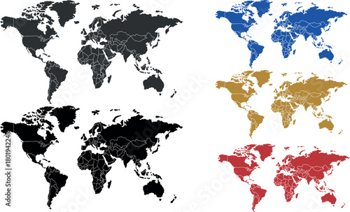 world map high quality vector illustration set