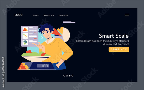 Person Adjusting Smart Scale on App Interface Design
