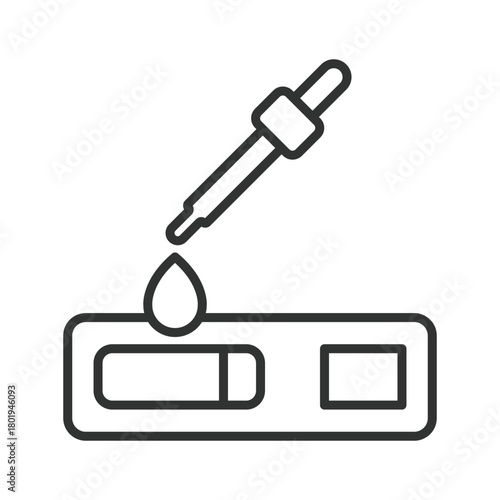 Medical test icon in line design. rapid test kit, diagnostic cassette on white background vector. Medical test editable stroke icon