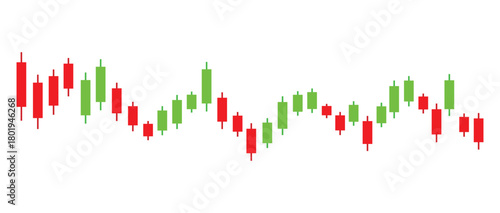 Vector illustration of red and green bar chart signals, stock market candlestick indicators, forex trading, cryptocurrency. Economy, investment, rise, fall, business, technology, finance, digital