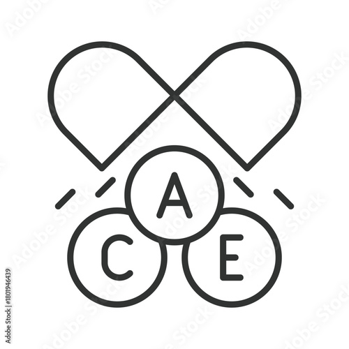 Multivitamin icon in line design. vitamin pills, nutrient supplement on white background vector. Multivitamin editable stroke icon