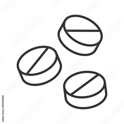 Tablets icon in line design. round tablets, pill dose on white background vector. Tablets editable stroke icon