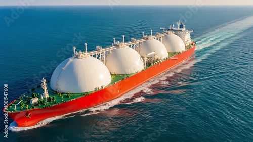 Seagoing liquefied gas transport vessel with domeshaped structures