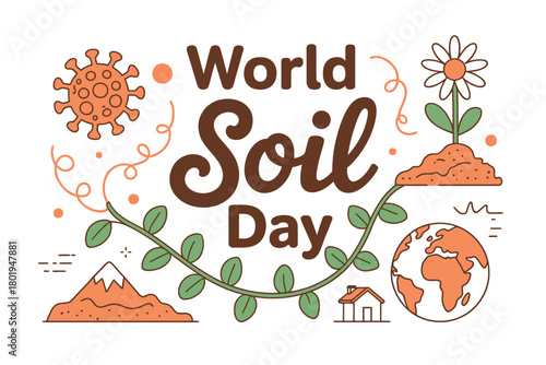 World Soil Day is celebrated with illustrations symbolizing growth and the planet's health.