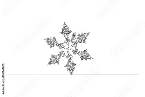 Snowflakes winter with christmas in a minimalist one line drawing outline vector illustration illustration