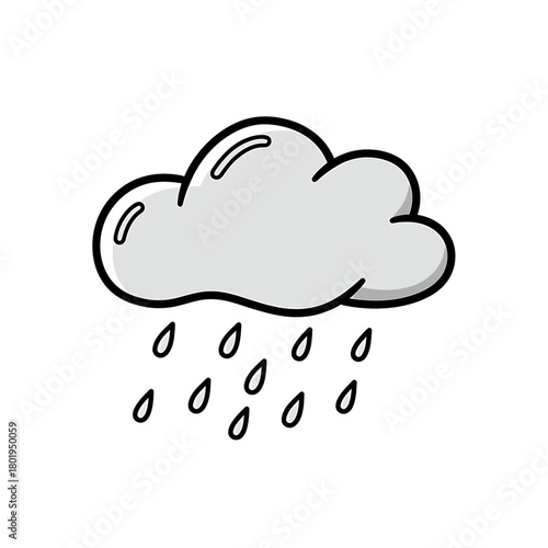 Cartoon Cloud with Rain Drops Illustration.