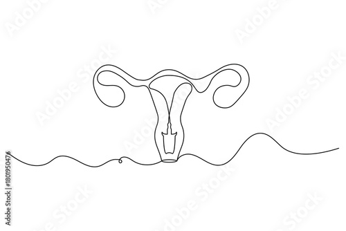 Uterus continuous one line drawing with minimalist reproductive health illustration