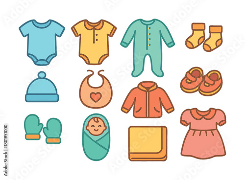 Colorful baby clothing and accessories collection for infants