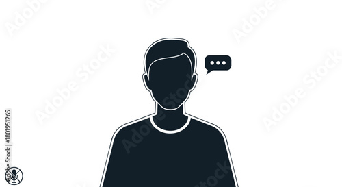 Silhouette of a person with a speech bubble indicating communication or conversation concept