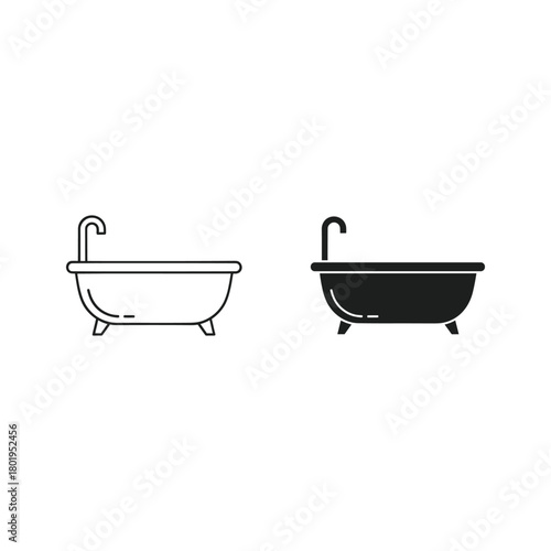 Bathtub icon set isolated on, bathroom fixture and equipment