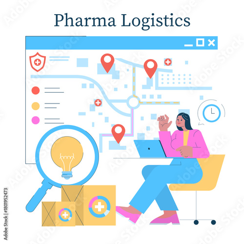Pharma Logistics Workflow Vector Illustration