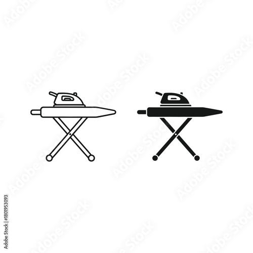 Ironing board icon in black and white isolated on