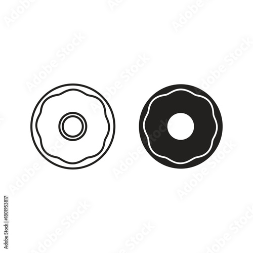 Donut icon set, outline and glyph style isolated on