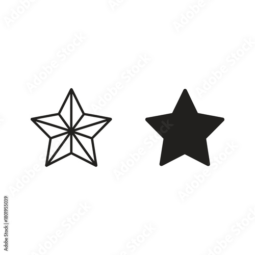Two star icons, one outline and one solid, isolated on