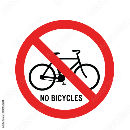 Bold No Bicycles Traffic Sign Artwork Symbol Prohibiting Cycling in Area
