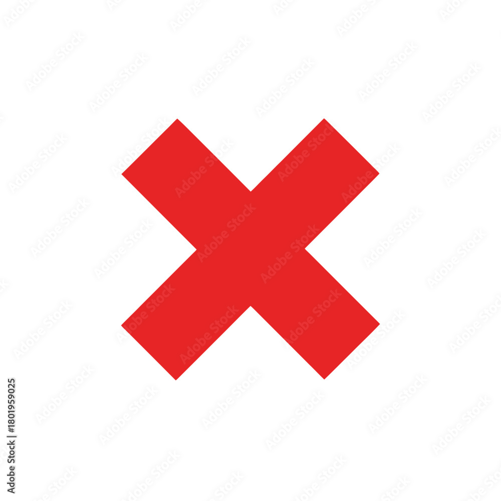 Obraz premium Red X Mark Symbol on White Background Caution Warning Sign Graphic Element