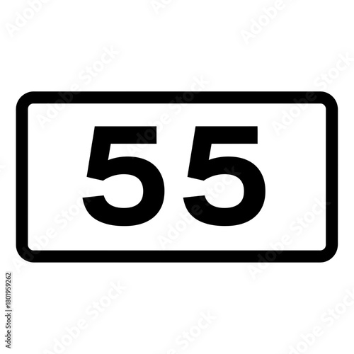 Regulatory Speed Limit 55 Sign on White Background Traffic Graphic