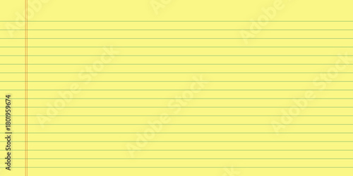 Legal Yellow Paper Line Notebook Background. Lined Note Pad Memo Texture. Vector Illustration