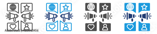 public relations icon set with multiple style