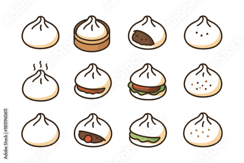 Assorted steamed dumplings: variety of fillings and styles.