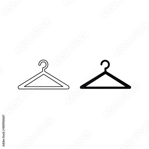 Two hangers, one in outline and one in solid, isolated on