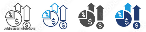 profit margin icon set with multiple style