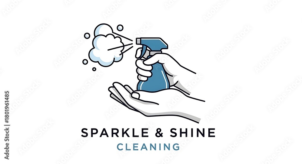 Naklejka premium Hand holding cleaning spray bottle delivering fresh scent for home cleaning