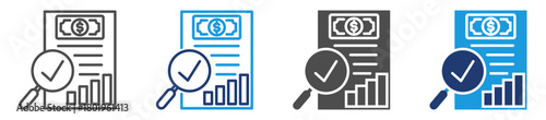financial auditing icon set with multiple style