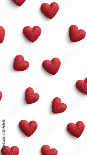 Red heart shapes textured romantic love white,vertical video