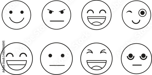 Hand drawn collection of emoticons and symbols for communication and feedback