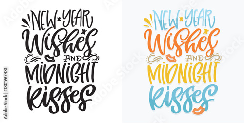 Hello 2026. Merry Christmas and Happy New 2026 Year - cute hand drawn doodle lettering postcard.  Holly Jolly, Tis the season.