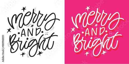 Hello 2026. Merry Christmas and Happy New 2026 Year - cute hand drawn doodle lettering postcard.  Holly Jolly, Tis the season.