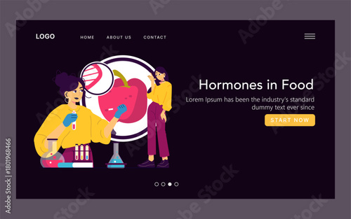 Scientists Analyzing Hormones in Food Vector Illustration