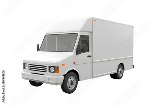 Clean white delivery truck for branding mockups, perfect for logistics companies, catering services, and mobile businesses seeking a professional vehicle design