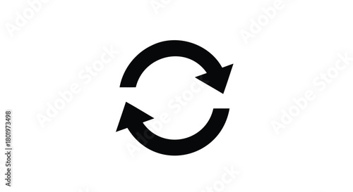 Simple black circular arrows icon representing refresh reload or continuous loop on a white background