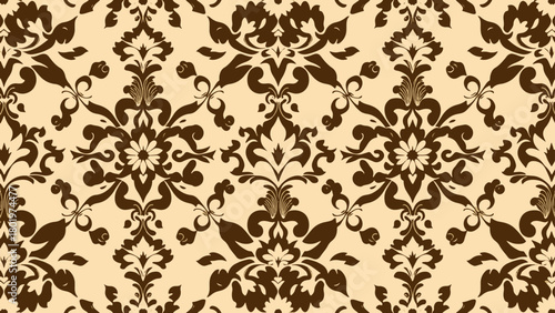 Damask seamless vector background.  For easy making seamless pattern just drag all group into swatches bar, and use it for filling any contours.