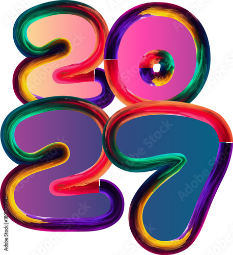 Vibrant and Colorful 2027 New Year Design Background Illustration