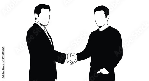 Two businessmen shaking hands in agreement symbolizing partnership and successful business deal