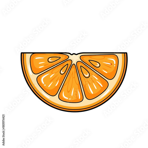 Vibrant Cartoon Orange Slice Illustration Featuring Juicy Segments and Citrus Texture