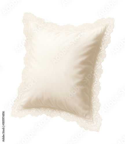 Lace-trimmed pillow slip adds a romantic touch to any wedding suite.