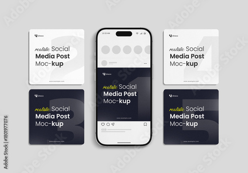Smartphone Screen Social Media Post Mockup Template