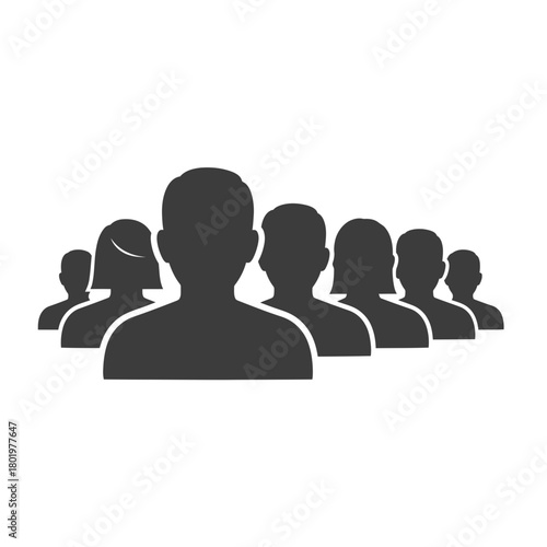 Silhouetted Group of People Facing Away from Camera Representing Crowd and Anonymity