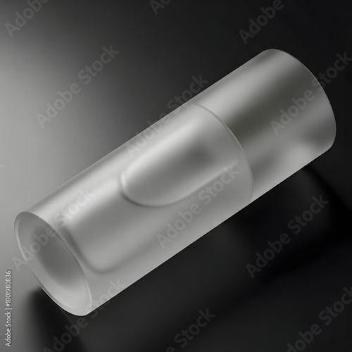 Frosted Glass Cylinder With Subtle Indentations, Minimalist Product Display Render