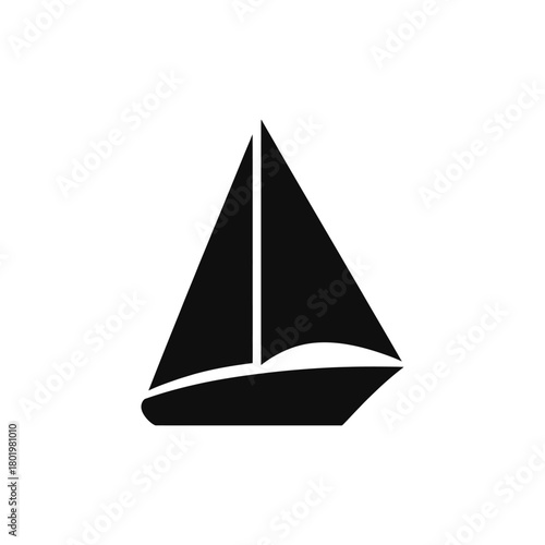 A black and white image of a sailboat