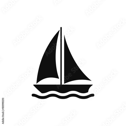 A black and white image of a sailboat